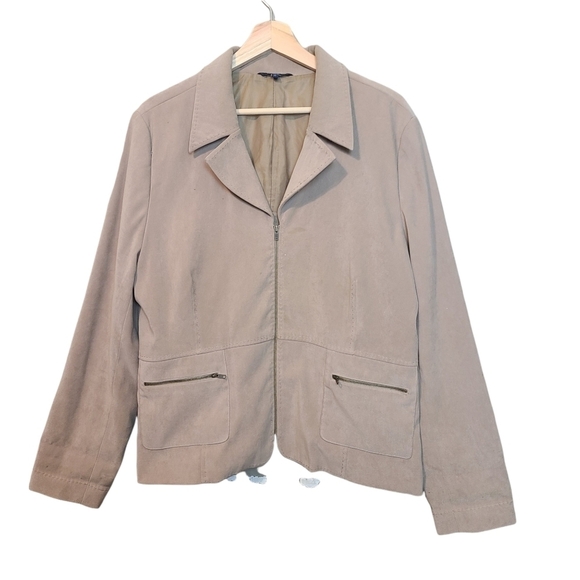 Reitmans brown long-sleeved zip-up blazer coat - Picture 1 of 13